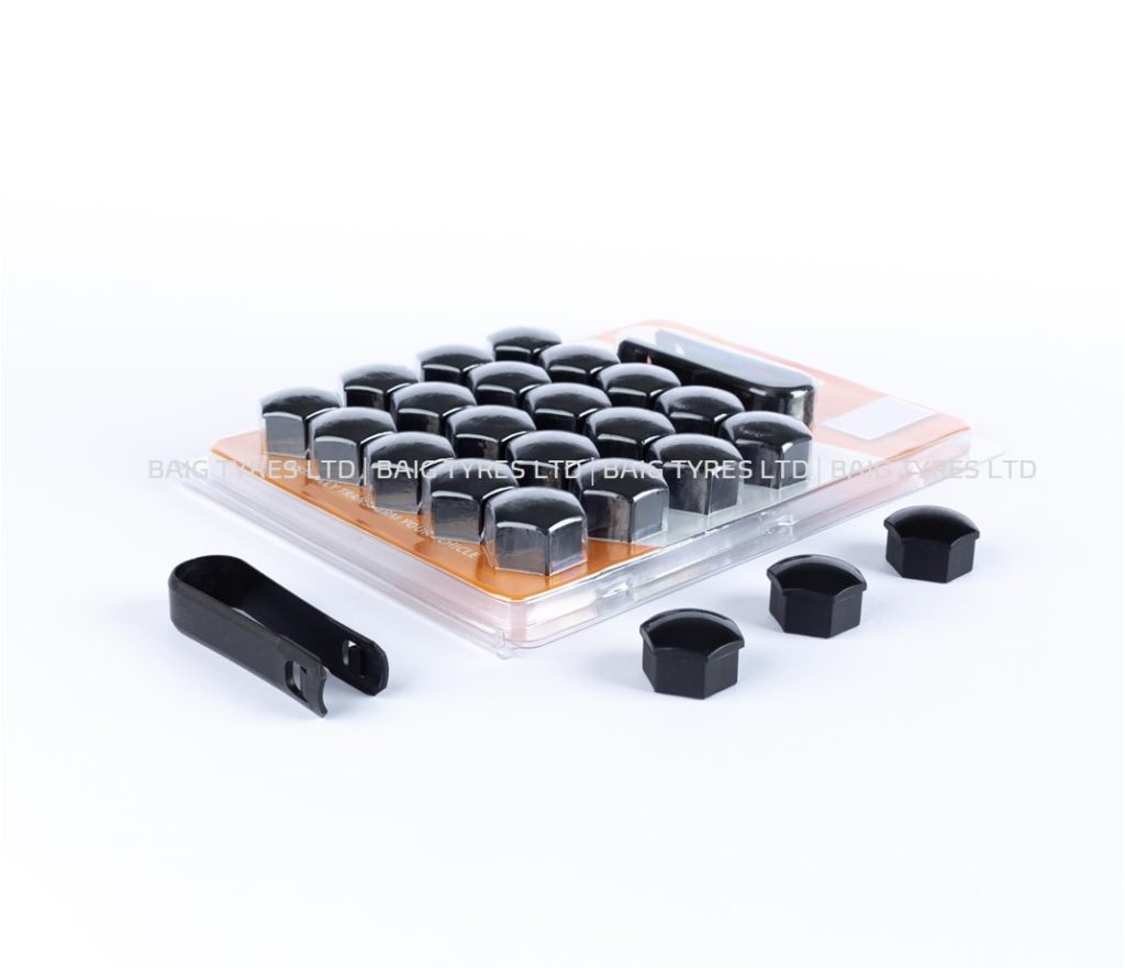 SET OF 20 BLACK WHEEL NUTS COVERS / CAPS 17MM HEX Baig Tyres